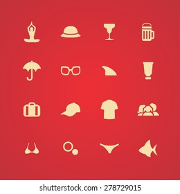 beach icons universal set for web and mobile