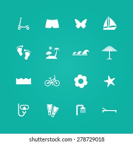 beach icons universal set for web and mobile