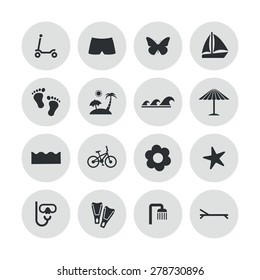 beach icons universal set for web and mobile