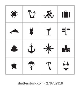 beach icons universal set for web and mobile