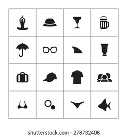 beach icons universal set for web and mobile