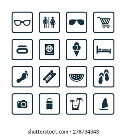 beach icons universal set for web and mobile