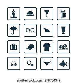 beach icons universal set for web and mobile