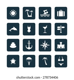 beach icons universal set for web and mobile