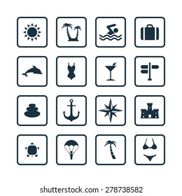 beach icons universal set for web and mobile