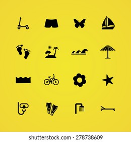 beach icons universal set for web and mobile