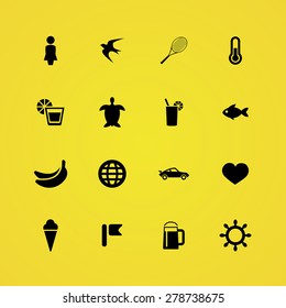 beach icons universal set for web and mobile