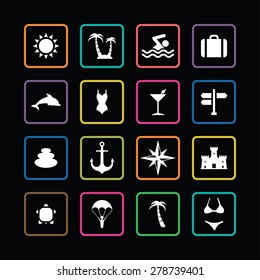 beach icons universal set for web and mobile