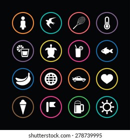 beach icons universal set for web and mobile