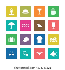 beach icons universal set for web and mobile