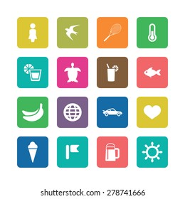 beach icons universal set for web and mobile
