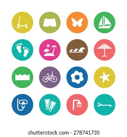 beach icons universal set for web and mobile