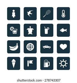 beach icons universal set for web and mobile