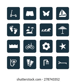 beach icons universal set for web and mobile