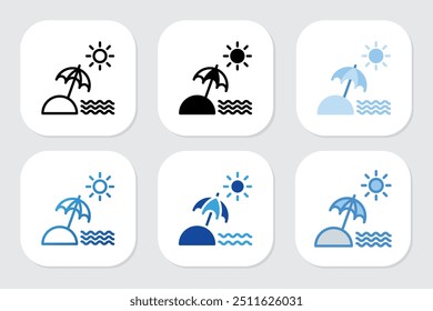 beach icons with various design styles