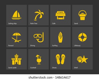 Beach icons. Vector illustration.