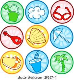 Beach Icons Vector Illustrations