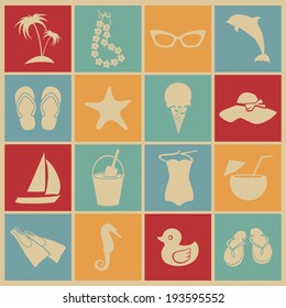 Beach icons. Vector set, EPS 8.