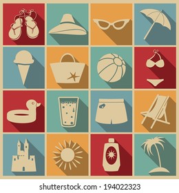 Beach icons. Vector set, EPS 8.