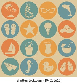 Beach icons. Vector set, EPS 8.