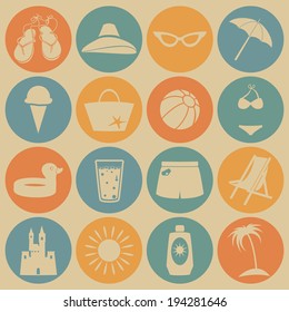 Beach icons. Vector set, EPS 8.