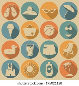 Beach icons. Vector set, EPS 8.