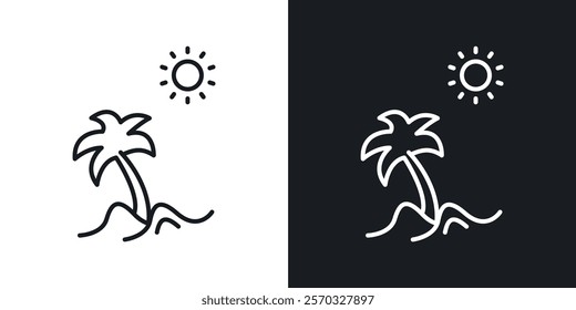 Beach icons vectors set in black. line and flat versions