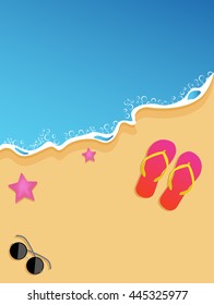 beach illustrated flip flops sunglasses