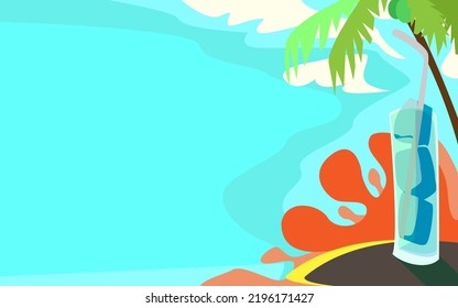 beach illustration with copy space area,can be used for templates, backgrounds, article backgrounds, web, etc.