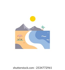 Plantilla de logotipo de diseño de ilustración de playa