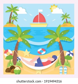 beach illustration in flat style