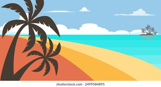 beach illustration in flat style. summer background. sales background in summer