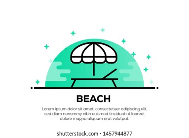 BEACH AND ILLUSTRATION ICON CONCEPT