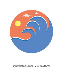 beach illustration for logo icon