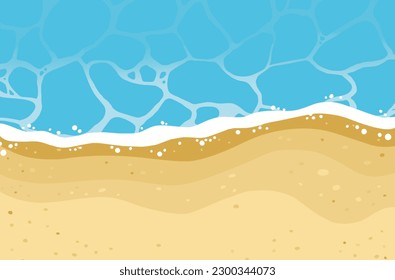 Ilustración de la playa con arena y olas