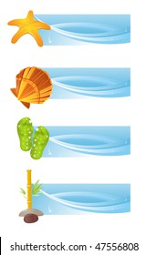 Beach Illustration with seashells and starfish; great for banner ads