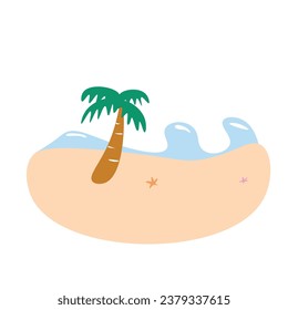 Beach illustration for sticker or logo or your t-shirt design