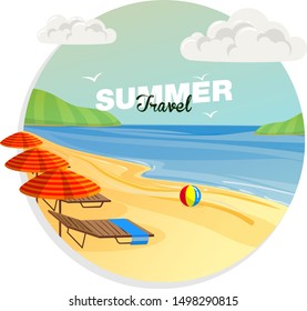 beach illustration, summer vacation image
