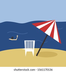 Beach, illustration, vector on white background.