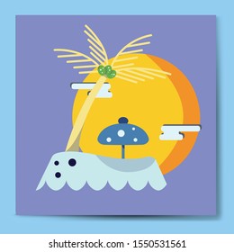 Beach Illustration Vector Travel Design 