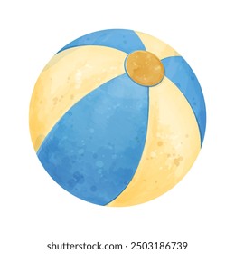 Beach inflatable ball. Watercolor vector illustration