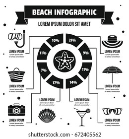 Beach infographic banner concept. Simple illustration of beach infographic vector poster concept for web