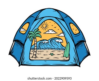 the beach inside my tent
