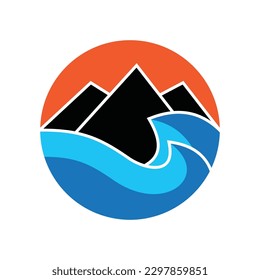 Beach Island Landscape Vector Logo Design Template