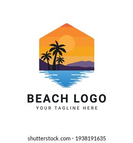 Beach And Island Logo Design, Beach Icon Vector Design