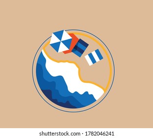 beach and island logo design, vector design of circular beach icons