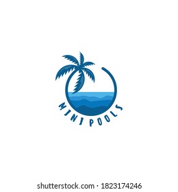 beach and island logo design, vector design of circular beach icons