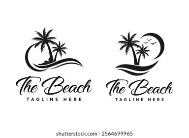 Beach and island logo design, vector design template