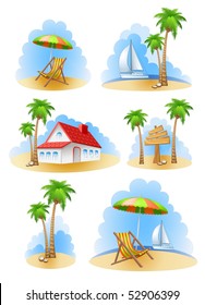 Beach of island. Summer set