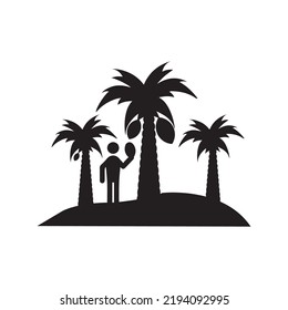 Beach island tree garden icon | Black Vector illustration |